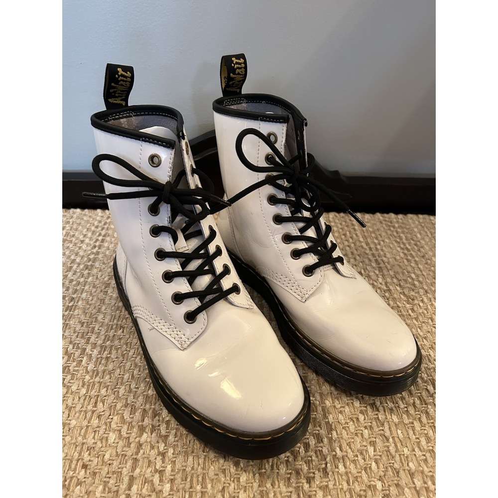 Dr Martens White Combat Boots Zavala AW004 - Women's US Sz 6 Whimsigoth Grunge